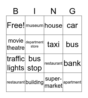 City Bingo Card