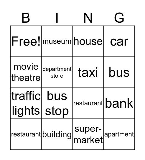 City Bingo Card