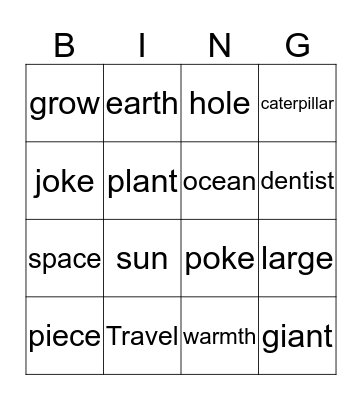 Unit 10 Bingo Card