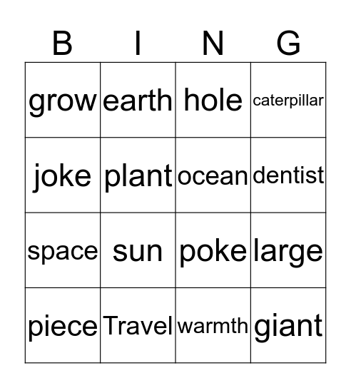 Unit 10 Bingo Card