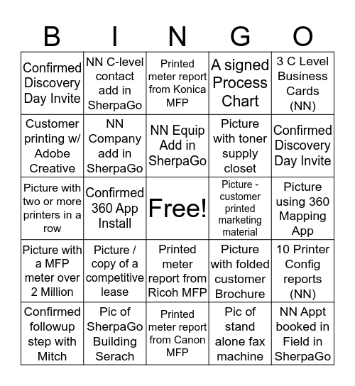 CARR - Fall in Love With Xerox Bingo Card