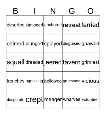 I Survived the American Revolution Bingo Card