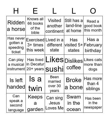 Find Someone who.... Bingo Card