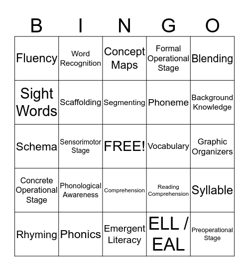 EDUC 302   Reading Bingo!  Bingo Card