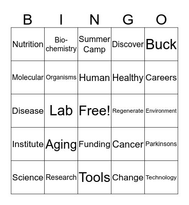 Buck Institute Bingo Card
