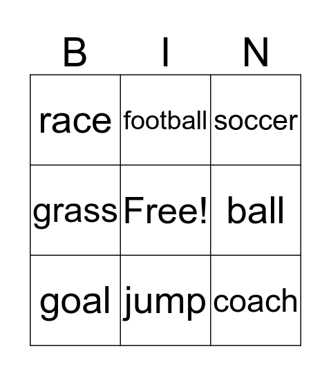 Sport Bingo Card