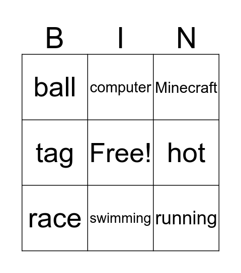 sports Bingo Card