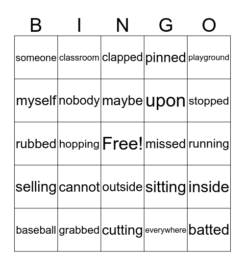 2nd Grade Lesson 15 & 16 Spelling Bingo Card