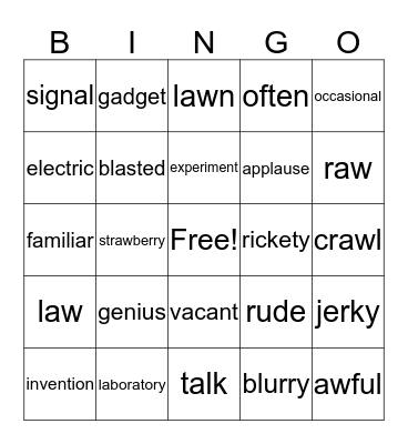 3rd Grade Vocab 9&10 Bingo Card