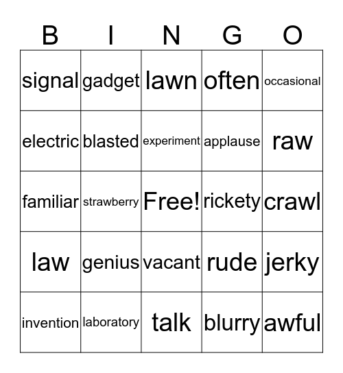 3rd Grade Vocab 9&10 Bingo Card