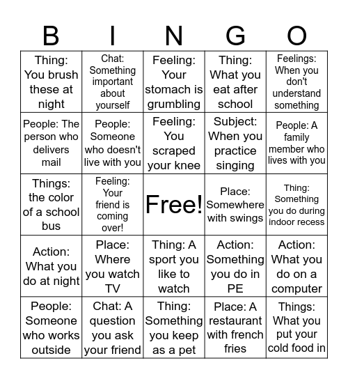 AAC Bing Bingo Card