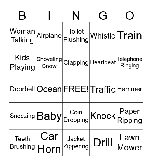 Hearing Bingo Card