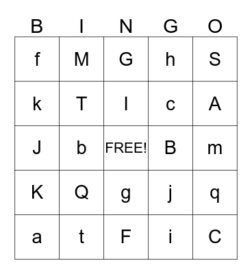Alphabet Bingo Card