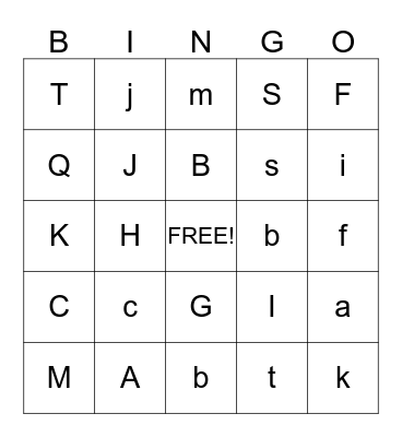 Alphabet Bingo Card