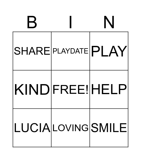 Friend Bingo Card