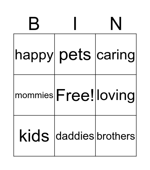 Family Bingo Card