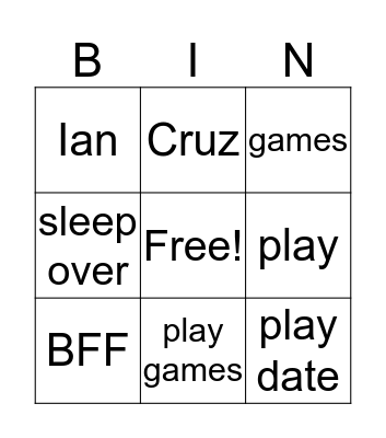 Friends Bingo Card