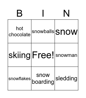 Winter Bingo Card