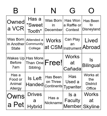 Find Someone Who Bingo Card