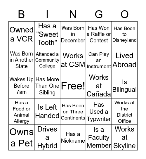 Find Someone Who Bingo Card