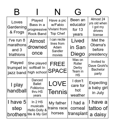 Get To Know Me BINGO Card