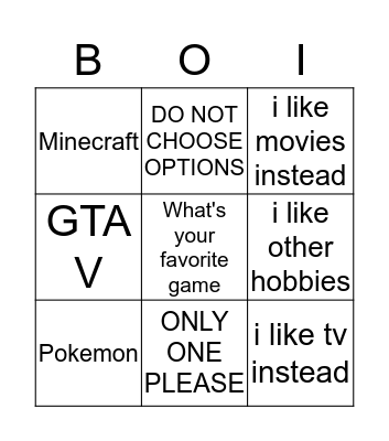 take a screenshot and send it to me  Bingo Card