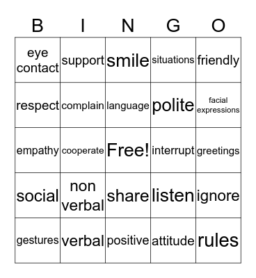 Social Issues and Communication Bingo Card