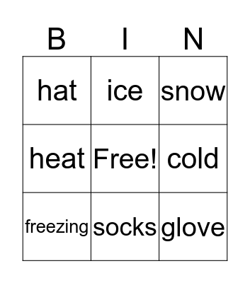 Winter Bingo Card