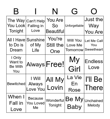 Love Bingo Card