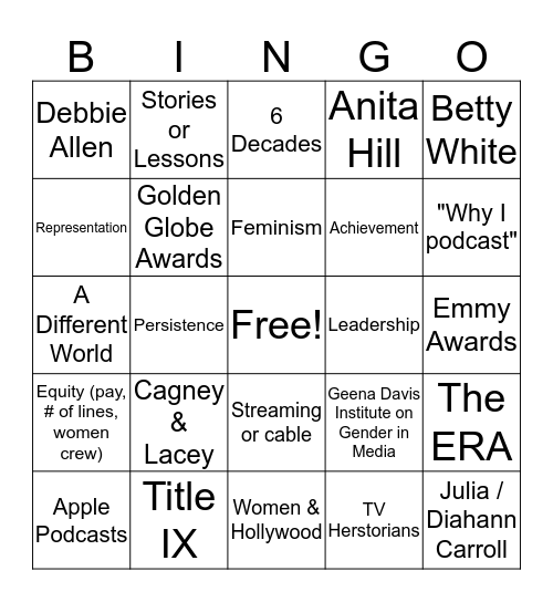 Advanced TV Herstory Bingo Card