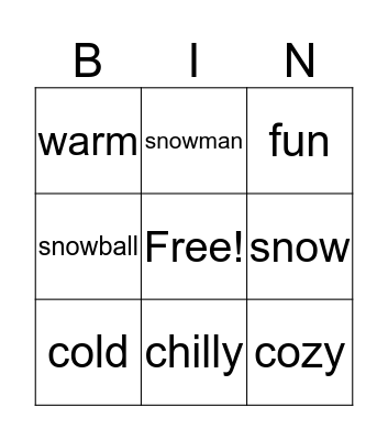 Winter Bingo Card