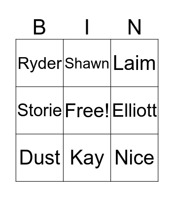 Friends Bingo Card