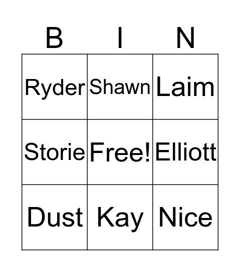 Friends Bingo Card