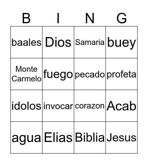 Elias Bingo Card