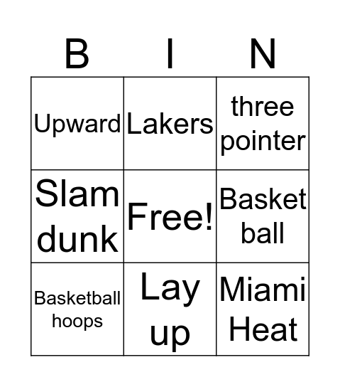 Basketball Bingo Card