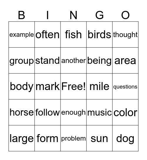 Bingo Card