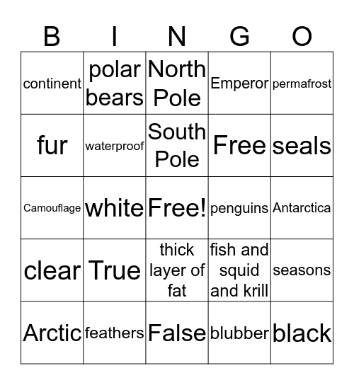 Polar Bingo Card
