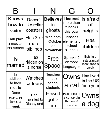 Bingo Time! Bingo Card