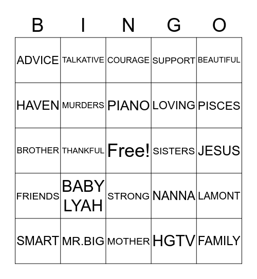 YOLANDA'S 60TH BIRTHDAY Bingo Card