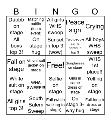 WHS Awards Bingo Card