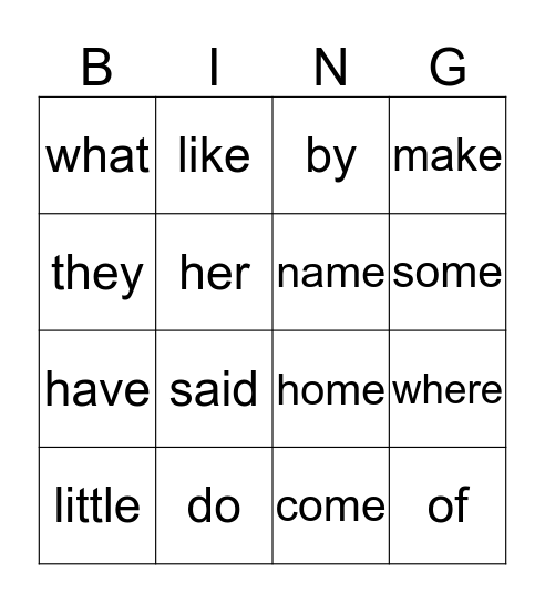 Sight Words 3 Bingo Card