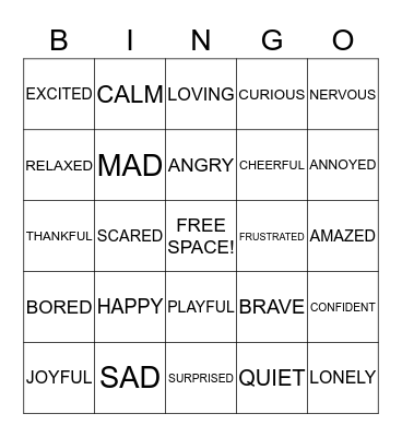 FEELINGS BINGO Card