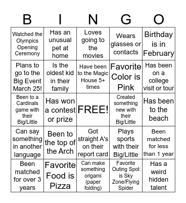 Operation: Find New Friends Bingo Card