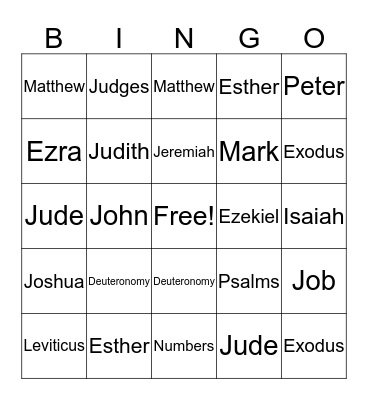 Bible Bingo Card