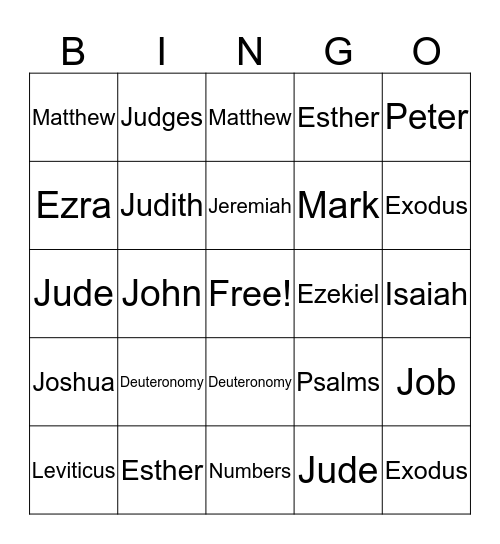 Bible Bingo Card