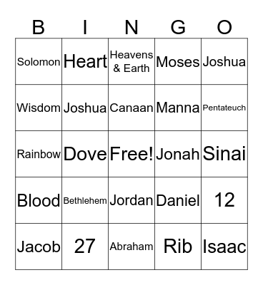 Bible Bingo Card