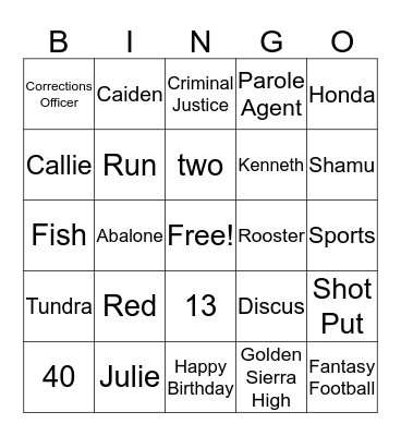 Collins BIG 40th Bingo Card