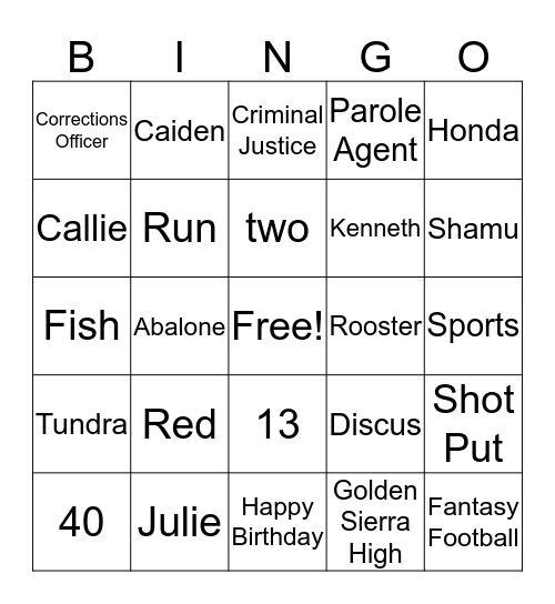 Collins BIG 40th Bingo Card