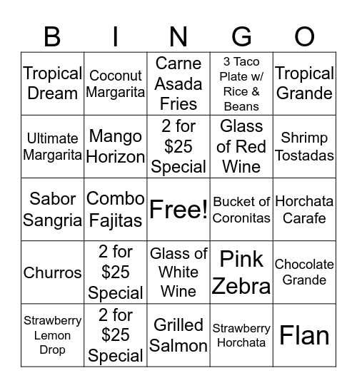 Friday Night!!!  Bingo Card