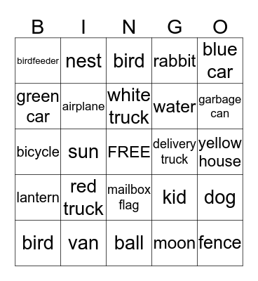 Neighborhood Bingo Card
